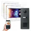 GOLIATH Hybrid 2-Draht BUS Video Türsprechanlage Anthrazit 3x7 Zoll Weiß Keypad 