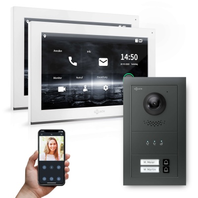 [AV-IPS-630] GOLIATH Hybrid IP Video-Türsprechanlage Anthrazit 2-Fam 2x 10" HD Unterputz 