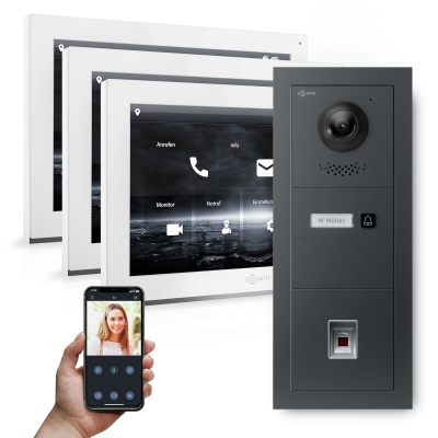 [AV-IPS-652] GOLIATH Hybrid IP Videotürsprechanlage Anthrazit 1-Fam 3x 10" HD 