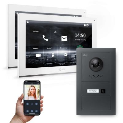 [AV-IPS-663] GOLIATH Hybrid IP Videotürsprechanlage Anthrazit 1-Fam 2x 10" HD Aufputz 