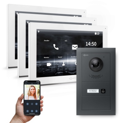 [AV-IPS-664] GOLIATH Hybrid IP Video Sprechanlage mit Anthrazit 1-Fam 3x 10" HD 