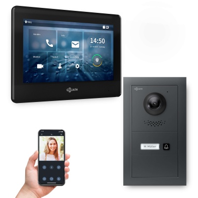[AV-IPS-668] GOLIATH Hybrid IP Video Türsprechanlage mit App Anthrazit 1-Familie 7"