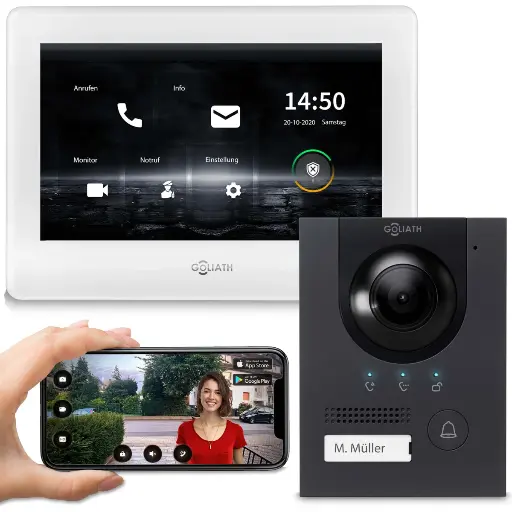 [AV-IPS-206] GOLIATH Hybrid IP Video Türsprechanlage Anthrazit 1-Familie 7 Zoll Unterputz 