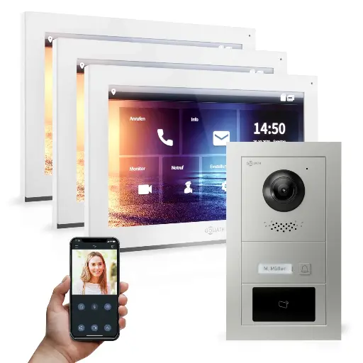 [AV-IPS-526] GOLIATH Hybrid IP Türsprechanlage 3x 10 Zoll HD Unterputz