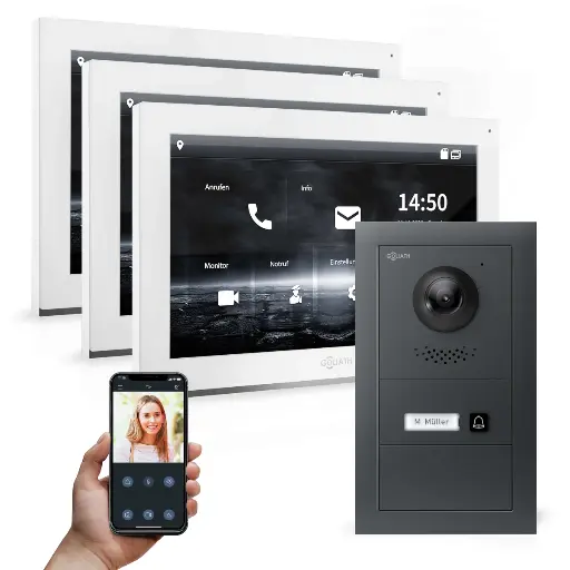 [AV-IPS-602] GOLIATH Hybrid IP Video Sprechanlage mit App Anthrazit 1-Familie 3x 10" 