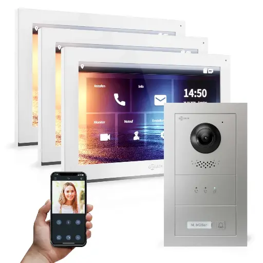 [AV-IPS-520] GOLIATH Hybrid IP Video Türsprechanlage 1 Familienhaus Set 3x 10 Zoll HD 
