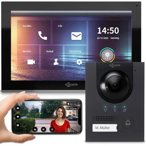 [AV-IPS-106] GOLIATH Hybrid IP Video Türsprechanlage Anthrazit 1-Familie 10 Zoll Unterputz 