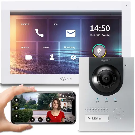 [AV-IPS-100] GOLIATH Hybrid IP Video Türsprechanlage Silber 1-Familienhaus 10 Zoll 