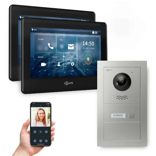 [AV-IPS-569] GOLIATH Hybrid IP Videotürsprechanlage App 1-Familie 2x 7 Zoll HD  