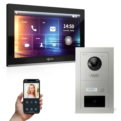 [AV-IPS-527] GOLIATH Hybrid IP Videotürsprechanlage 1-Familien 10 Zoll HD RFID Unterputz